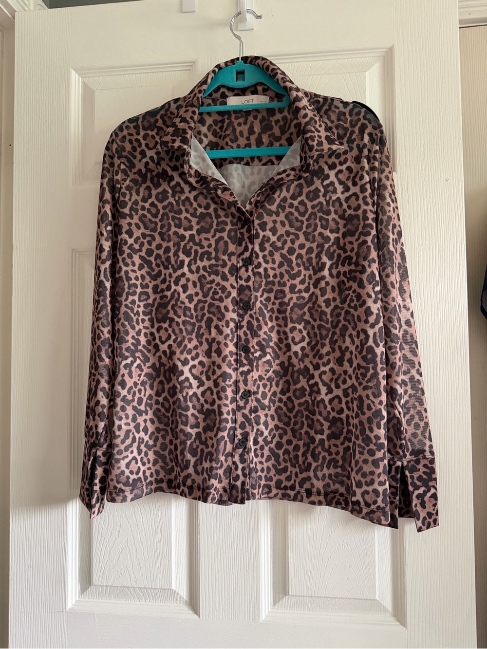 LOFT Leopard Print Button-Down Blouse in Brown and Black